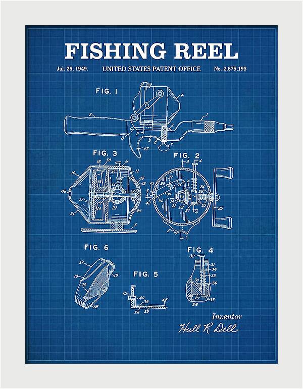 Fishing Reel Blueprint Patent Us2675193a