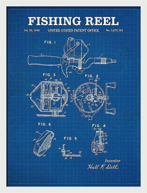 Fishing Reel Blueprint Patent Us2675193a