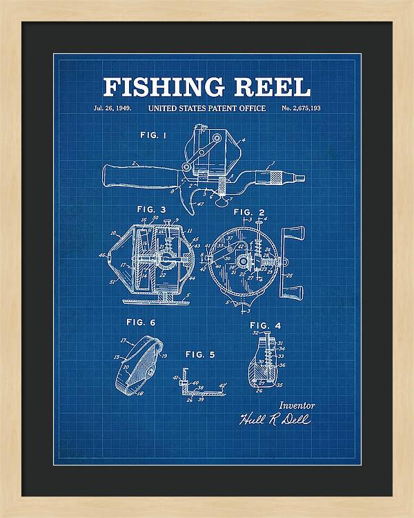 Fishing Reel Blueprint Patent Us2675193a