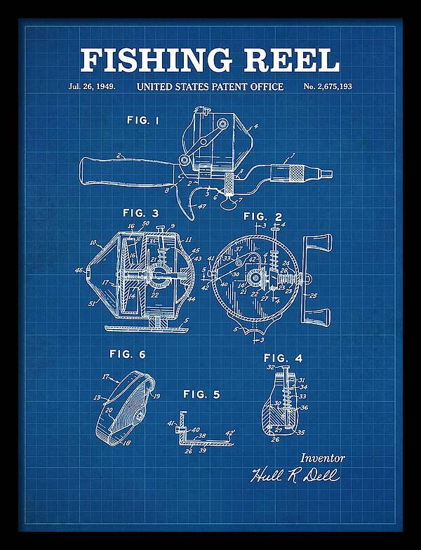 Fishing Reel Blueprint Patent Us2675193a