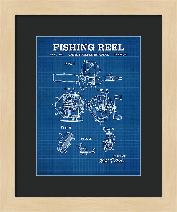 Fishing Reel Blueprint Patent Us2675193a
