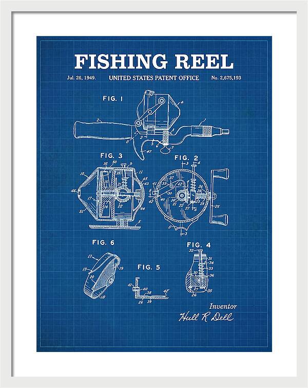 Fishing Reel Blueprint Patent Us2675193a