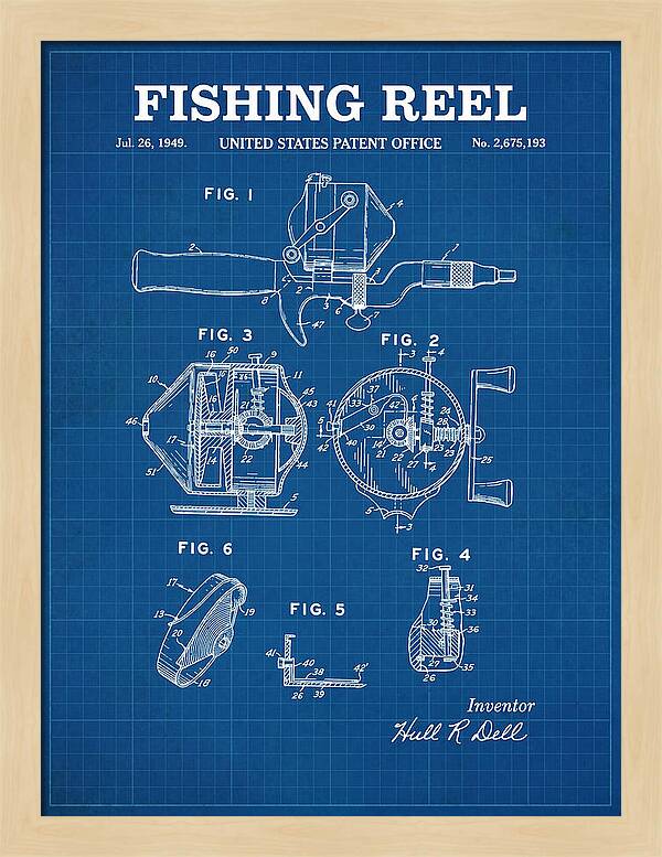 Fishing Reel Blueprint Patent Us2675193a