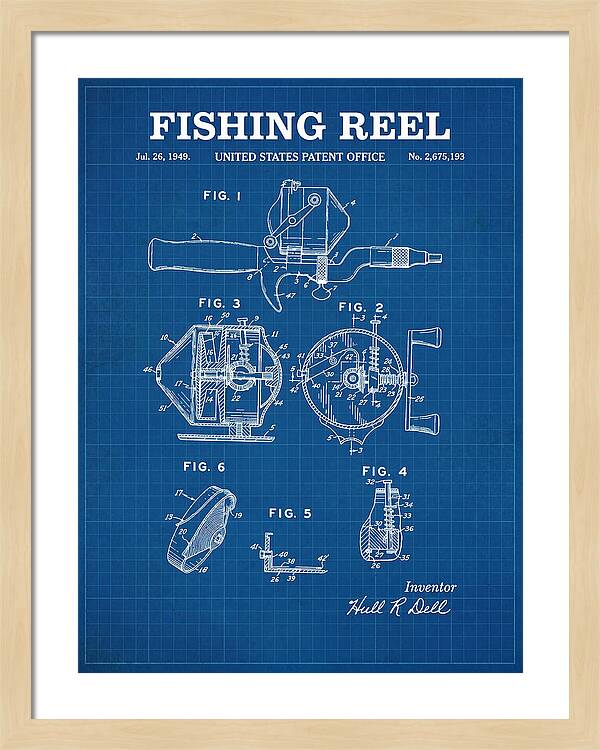 Fishing Reel Blueprint Patent Us2675193a