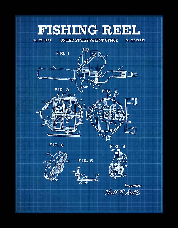 Fishing Reel Blueprint Patent Us2675193a