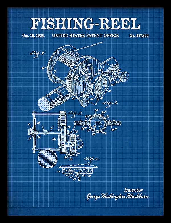 Fishing Reel Blueprint Patent Us847890a