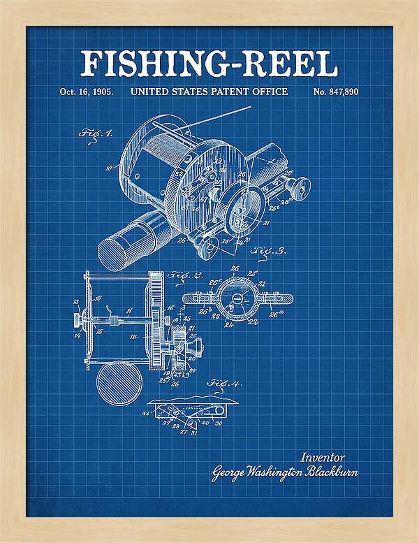 Fishing Reel Blueprint Patent Us847890a