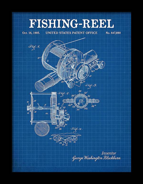 Fishing Reel Blueprint Patent Us847890a