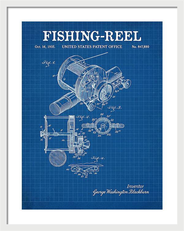 Fishing Reel Blueprint Patent Us847890a