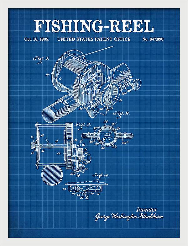 Fishing Reel Blueprint Patent Us847890a