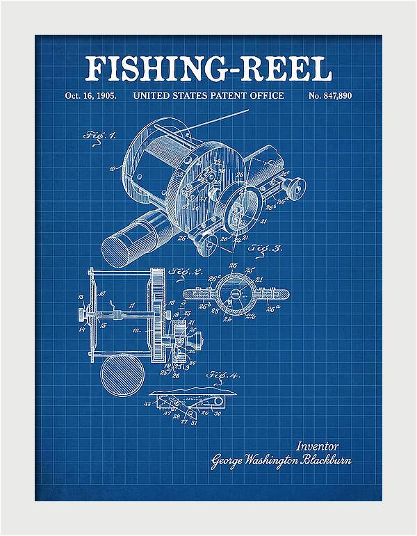 Fishing Reel Blueprint Patent Us847890a