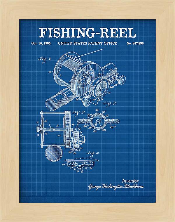 Fishing Reel Blueprint Patent Us847890a