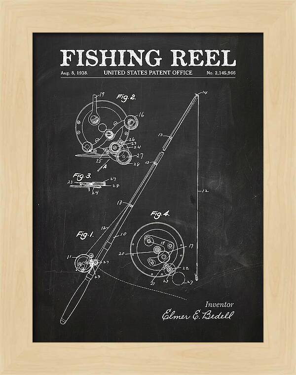 Fishing Reel Chalkboard Patent Us2145966a