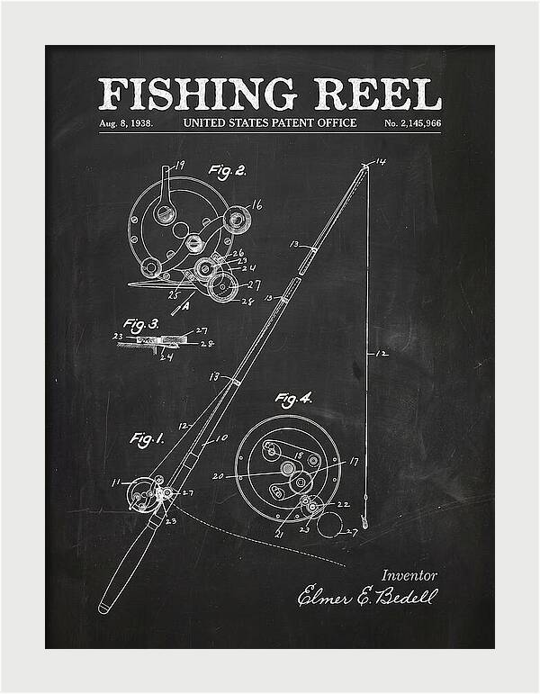 Fishing Reel Chalkboard Patent Us2145966a