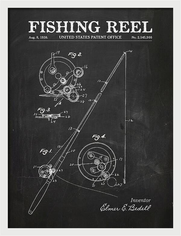 Fishing Reel Chalkboard Patent Us2145966a