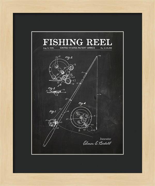 Fishing Reel Chalkboard Patent Us2145966a