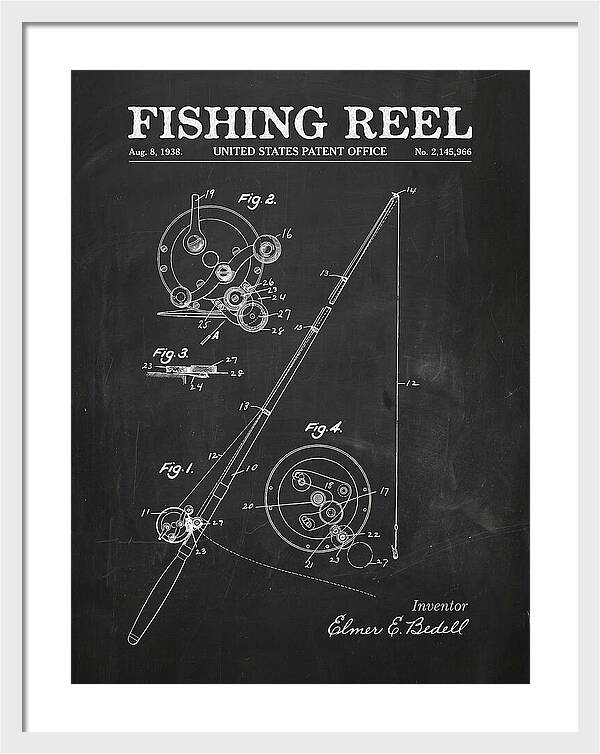 Fishing Reel Chalkboard Patent Us2145966a