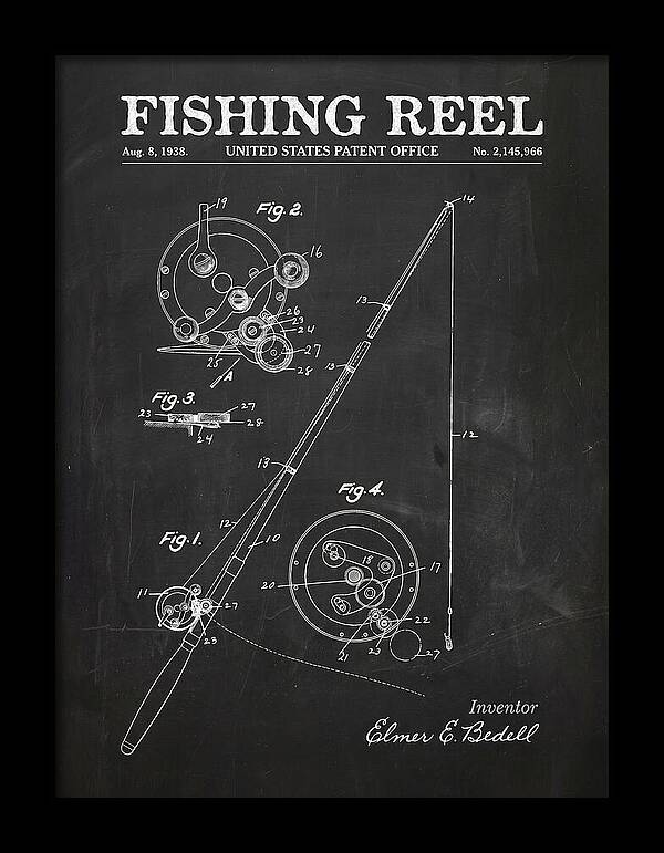 Fishing Reel Chalkboard Patent Us2145966a