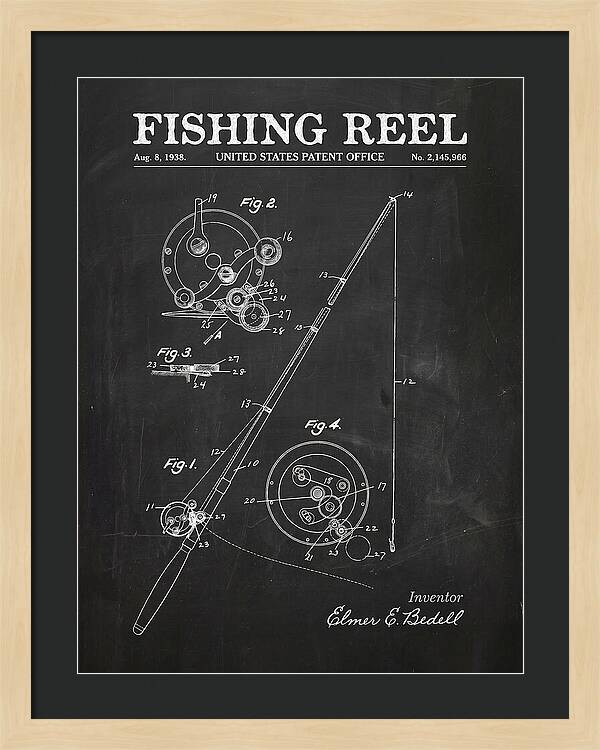 Fishing Reel Chalkboard Patent Us2145966a