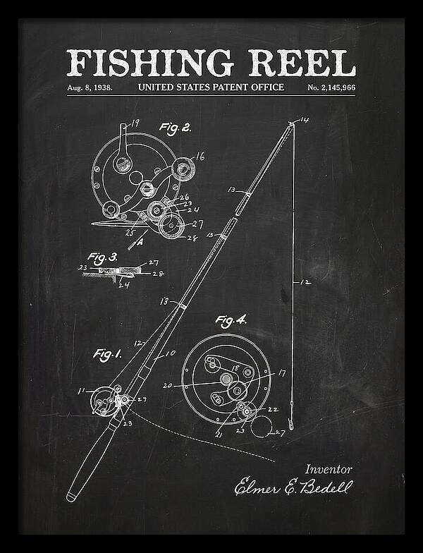 Fishing Reel Chalkboard Patent Us2145966a