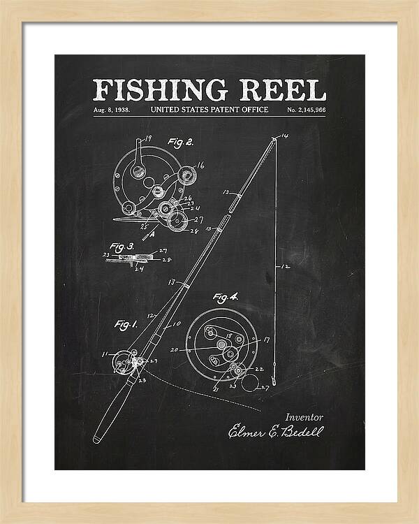 Fishing Reel Chalkboard Patent Us2145966a