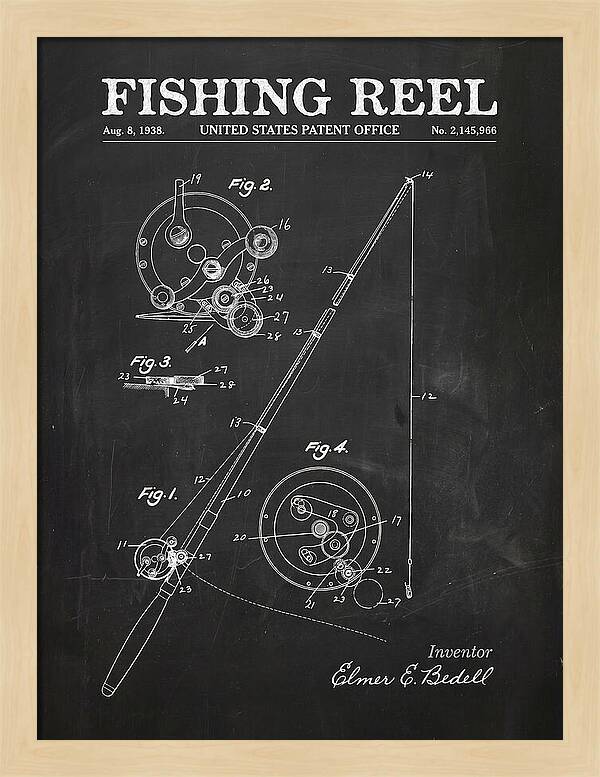 Fishing Reel Chalkboard Patent Us2145966a