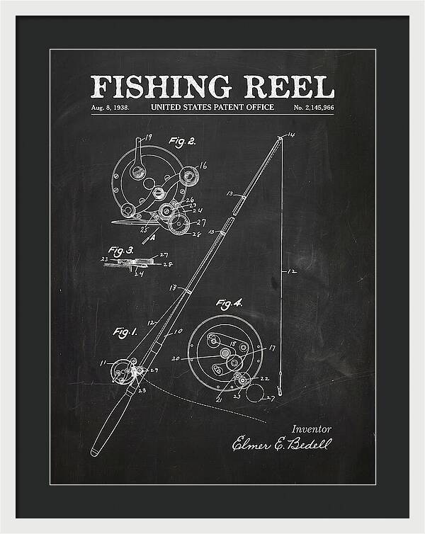 Fishing Reel Chalkboard Patent Us2145966a