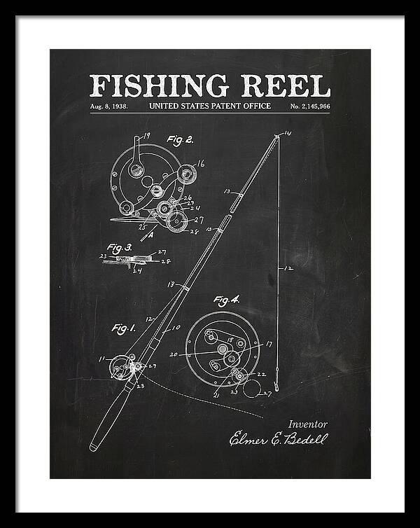 Fishing Reel Chalkboard Patent Us2145966a