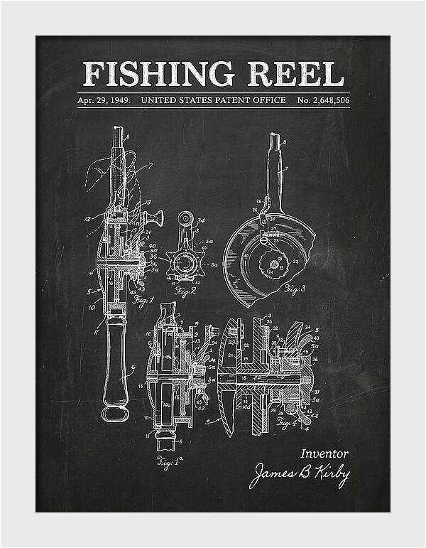 Fishing Reel Chalkboard Patent Us2648506a