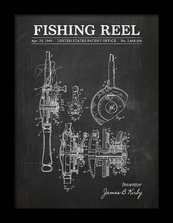 Fishing Reel Chalkboard Patent Us2648506a