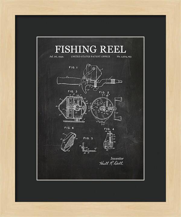 Fishing Reel Chalkboard Patent Us2675193a