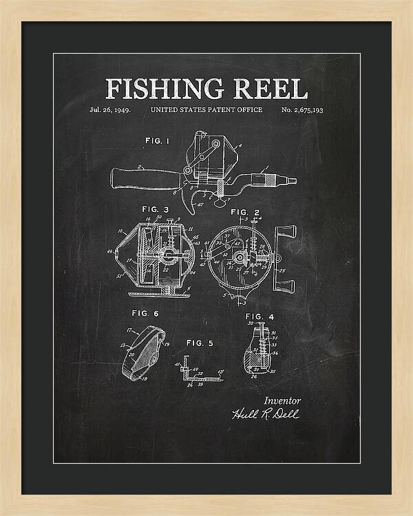 Fishing Reel Chalkboard Patent Us2675193a