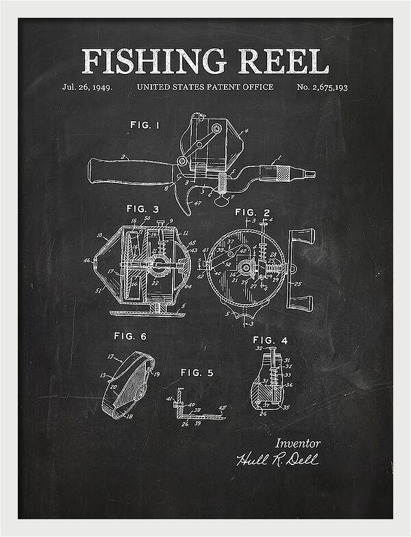 Fishing Reel Chalkboard Patent Us2675193a
