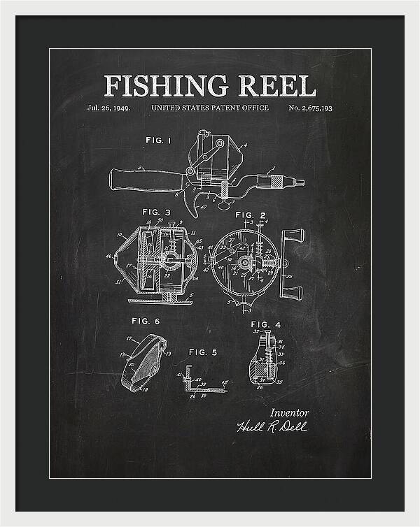 Fishing Reel Chalkboard Patent Us2675193a