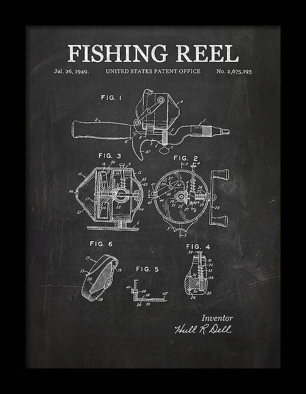 Fishing Reel Chalkboard Patent Us2675193a
