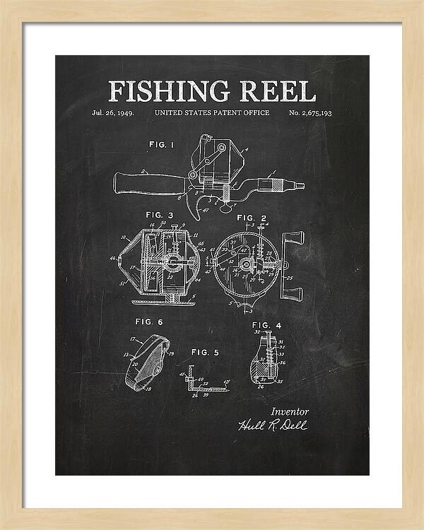 Fishing Reel Chalkboard Patent Us2675193a