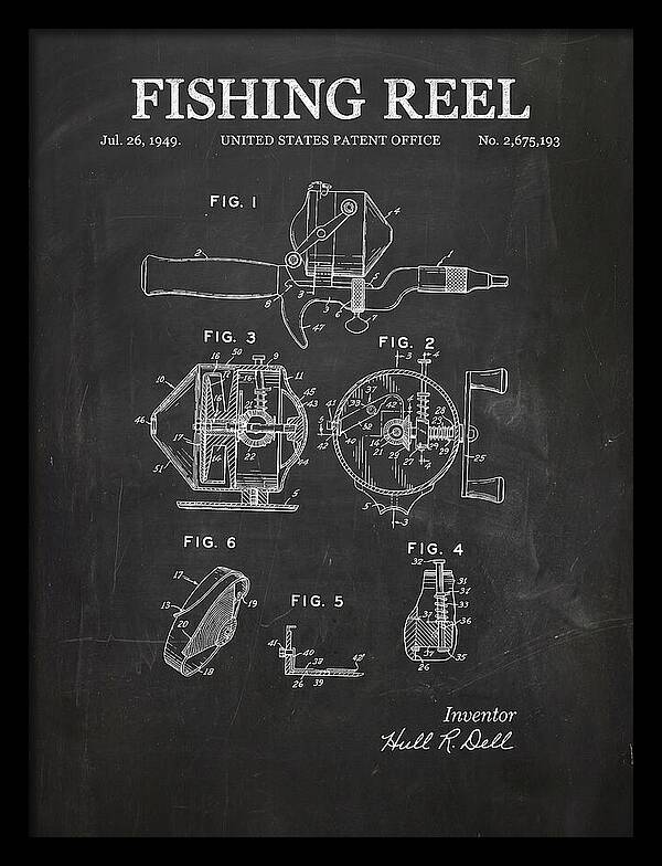 Fishing Reel Chalkboard Patent Us2675193a