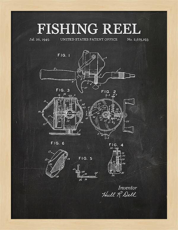 Fishing Reel Chalkboard Patent Us2675193a