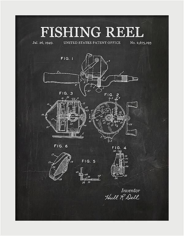 Fishing Reel Chalkboard Patent Us2675193a