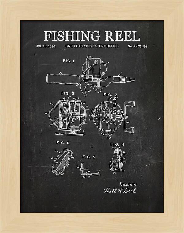 Fishing Reel Chalkboard Patent Us2675193a