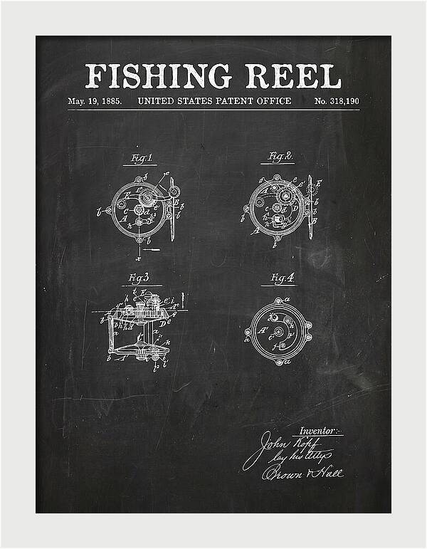 Fishing Reel Chalkboard Patent Us318190a
