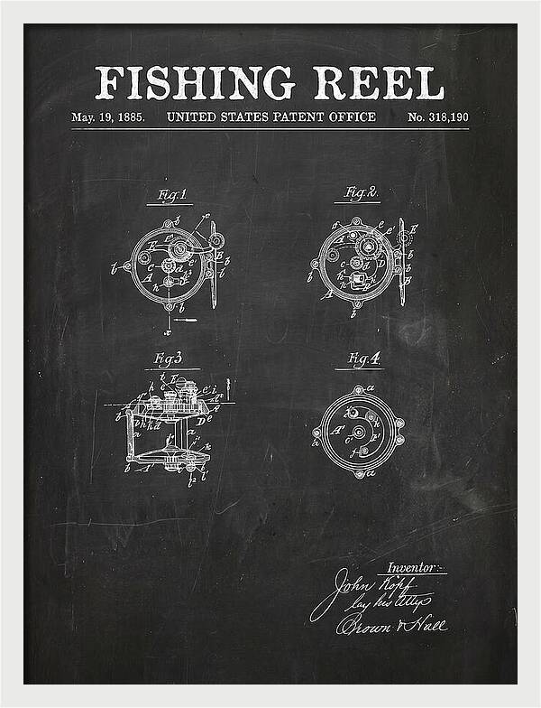 Fishing Reel Chalkboard Patent Us318190a