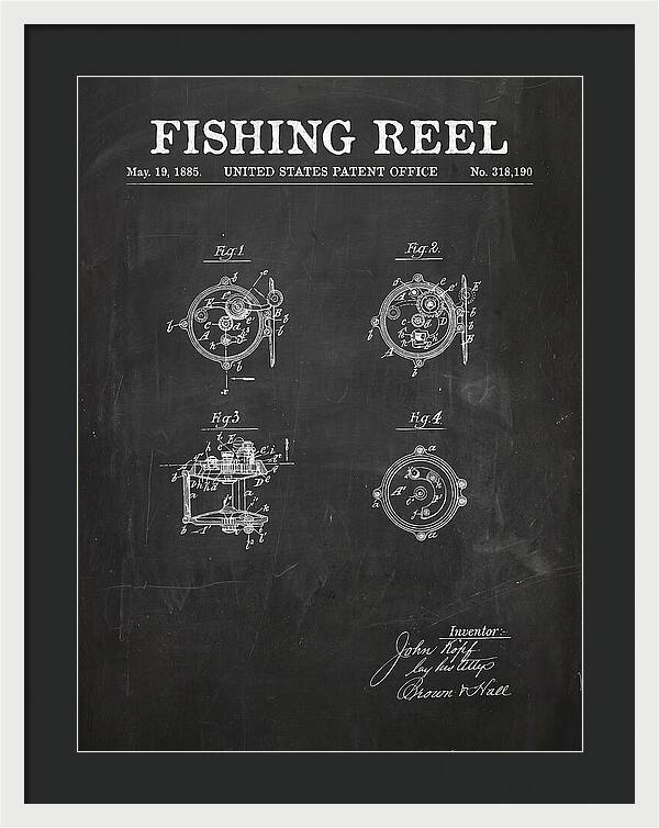 Fishing Reel Chalkboard Patent Us318190a