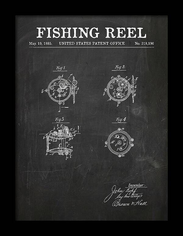 Fishing Reel Chalkboard Patent Us318190a