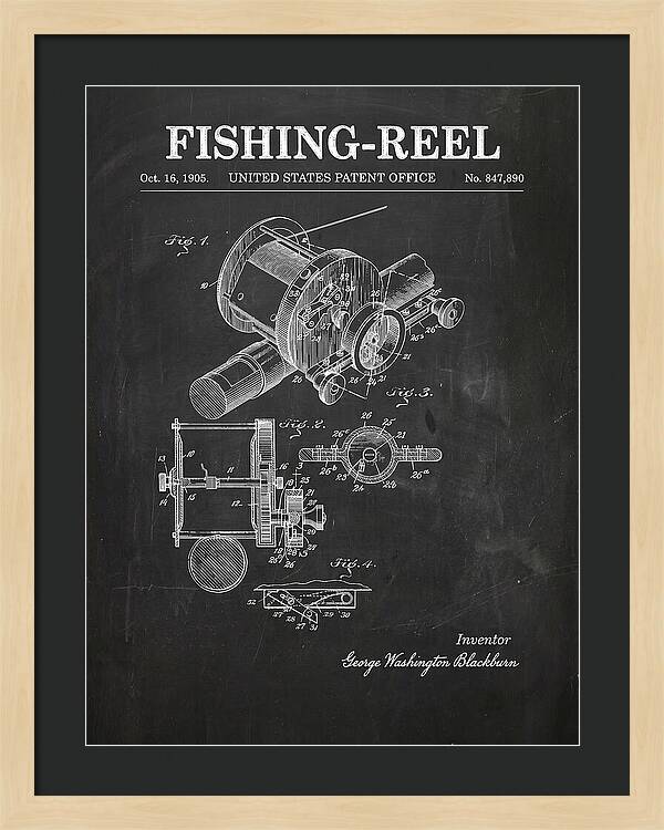 Fishing Reel Chalkboard Patent Us847890a