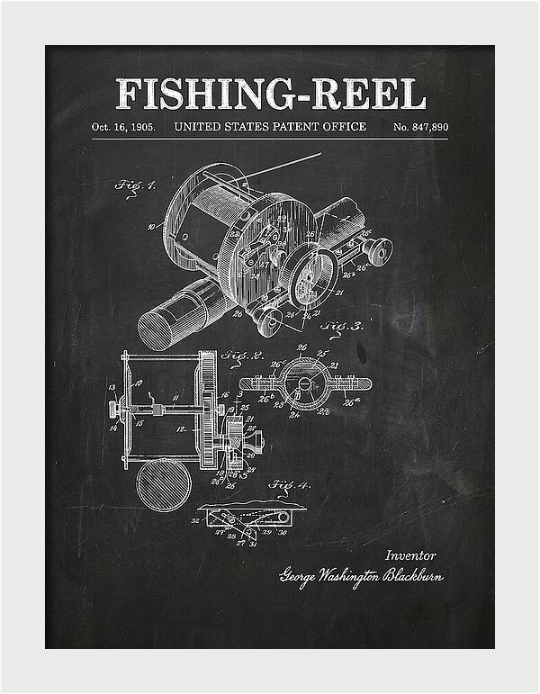 Fishing Reel Chalkboard Patent Us847890a