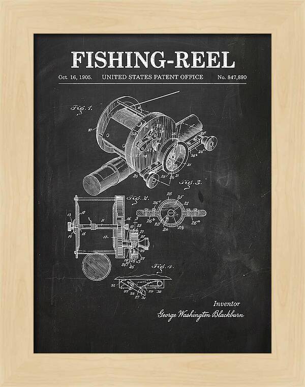 Fishing Reel Chalkboard Patent Us847890a