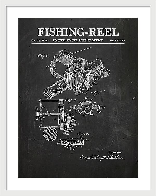 Fishing Reel Chalkboard Patent Us847890a