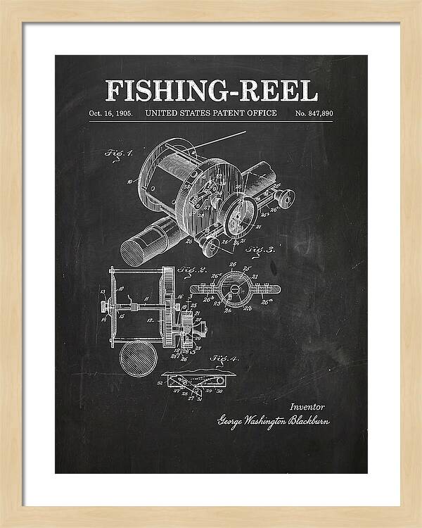 Fishing Reel Chalkboard Patent Us847890a