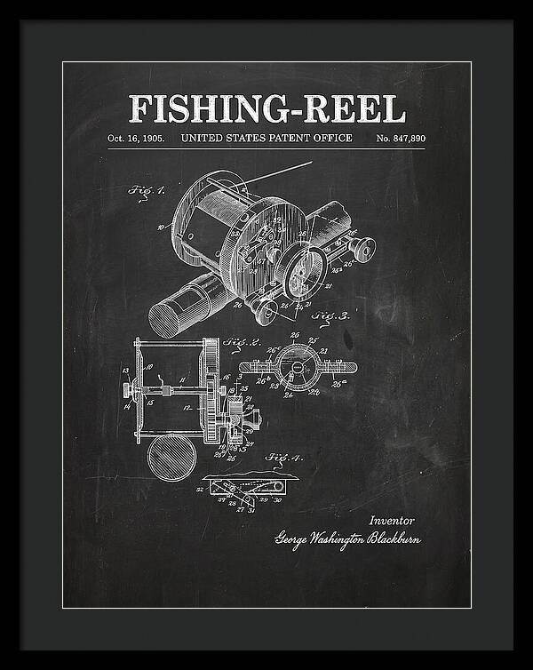 Fishing Reel Chalkboard Patent Us847890a